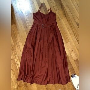 Chic Rust Maxi Dress with Belt